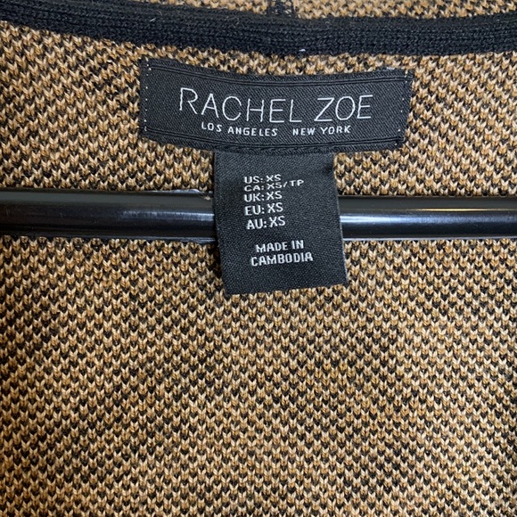 Rachel Zoe | Animal Print Knit Pocket Long Sleeve Hoodie Cardigan Size XS Coat - Picture 8 of 10